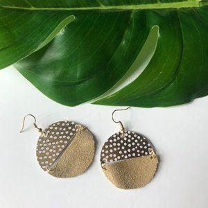 Leather Disc Earrings, Geo Jewelry,Leather Jewelry